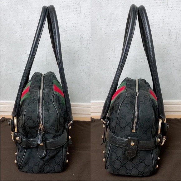 Gucci Black and Green Shoulder Bag with Red Stripe - Picture 4 of 12